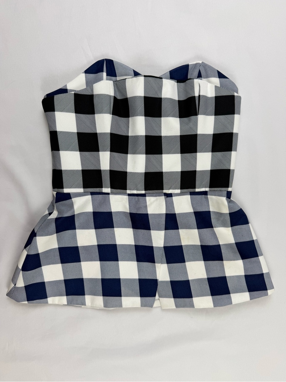 Finders Keepers Gingham Check Strapless Peplum Corset Top S